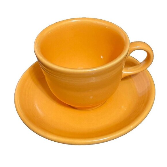 Fiestaware Tangerine Orange Teacup Saucer Fiesta HLC USA Cup Plate Mug 2013 BBBC - Picture 2 of 5